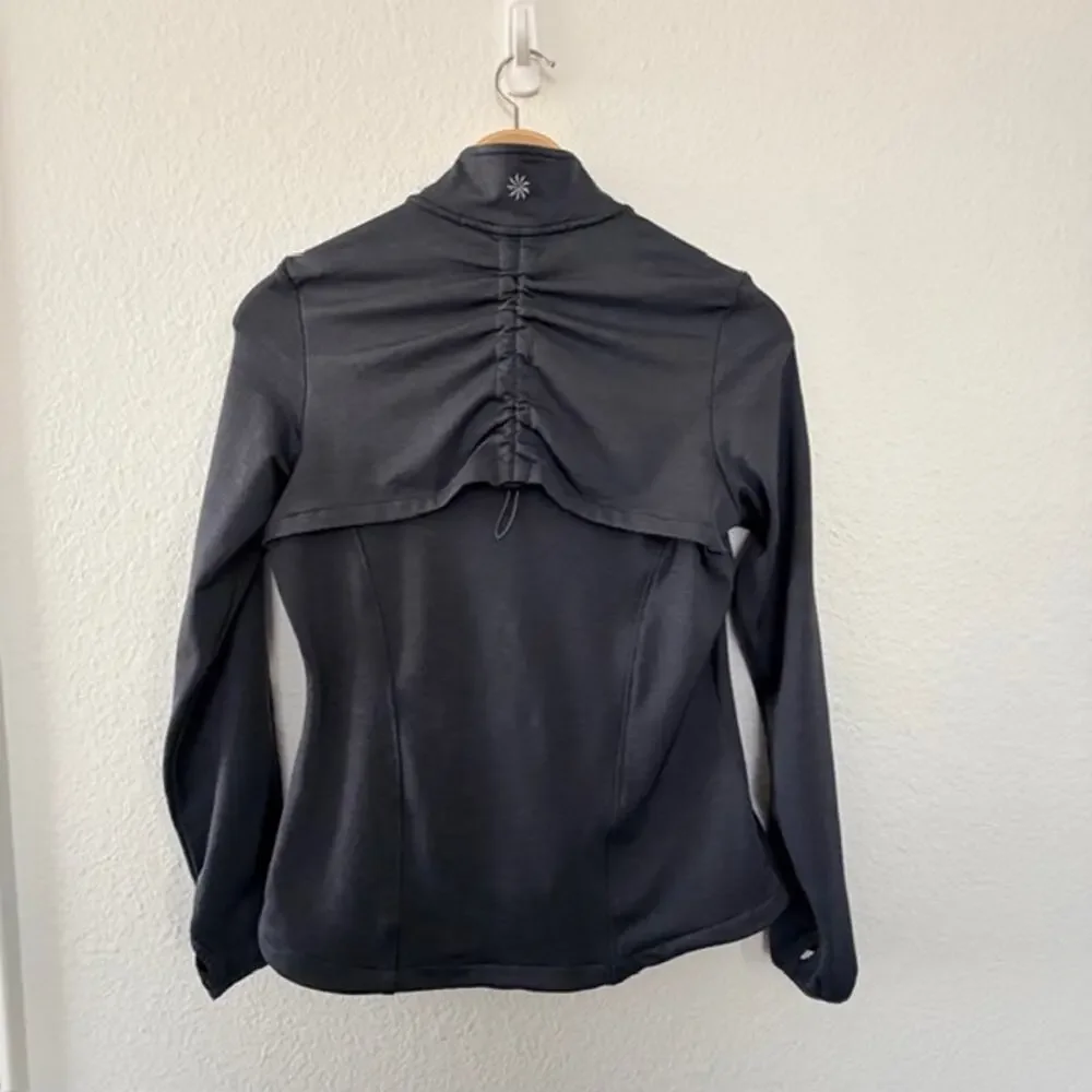 Athleta Jacket‎ Women's Medium Gray Love Full Zip Mock Neck Pockets Stretch